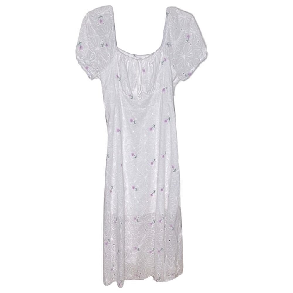 ❤️ SHEIN CURVE White Floral Dress with Purple Accents Size 0XL